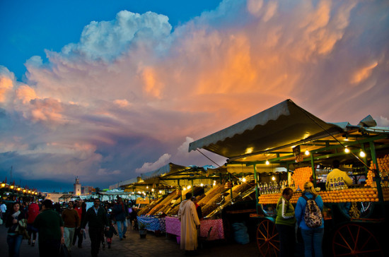 Djemaa el Fna at Sunset, Marrakech, Morocco - Photo: Michael Camilleri via Flickr, used under Creative Commons License (By 2.0)